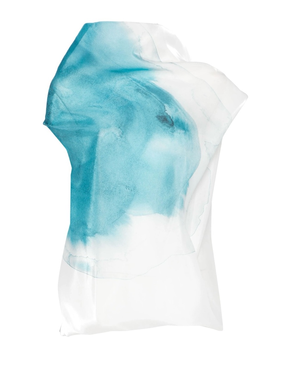 Issey Miyake Turquoise and White sleeveless blouse